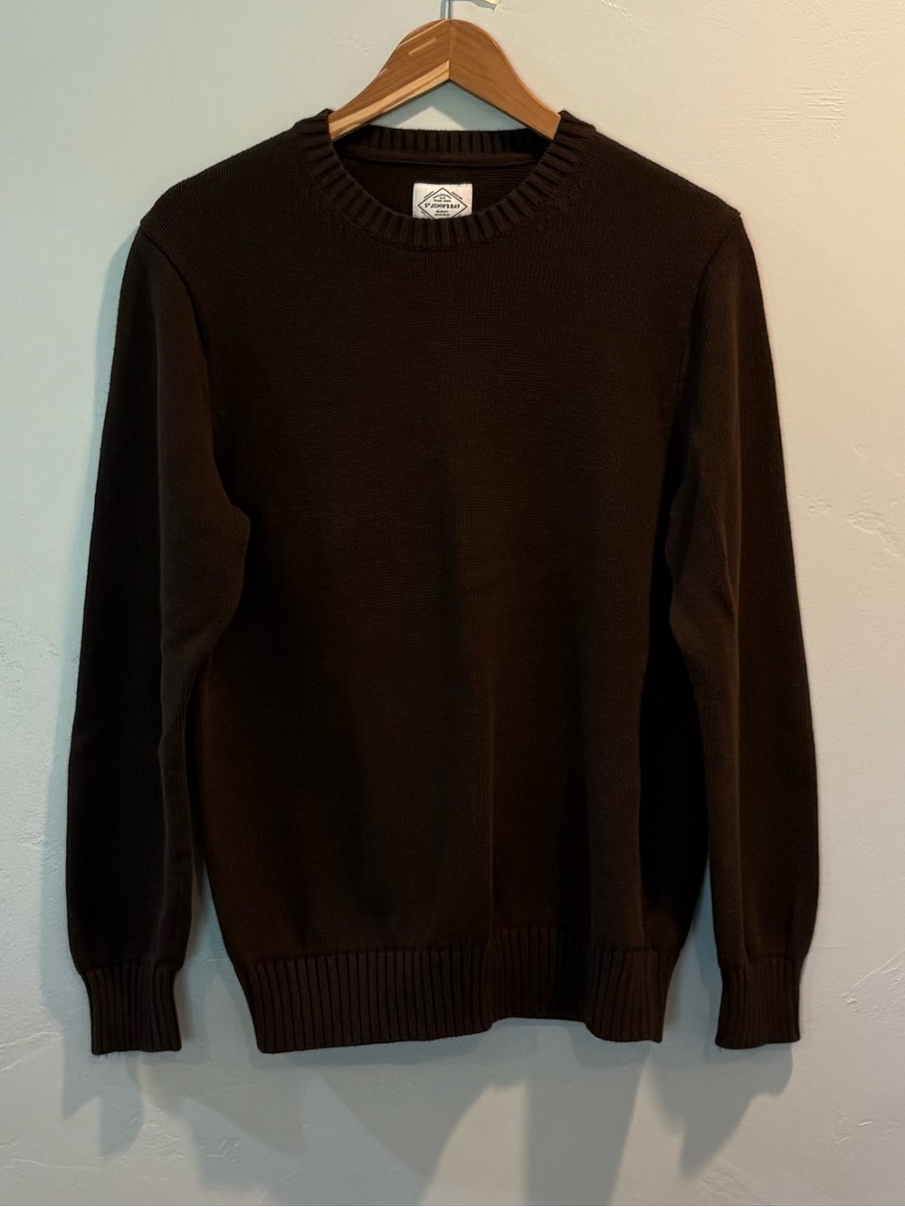 St. John's Bay Men's Chocolate Brown Crewneck 100% Cotton Sweater